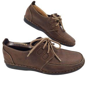 Mens Loafers Sz 8 Brown Leather Shoes Mocs Boat Lace Up